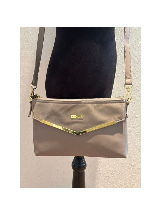 JOY & IMAN Handbags - Women's JOY & IMAN Taupe Gold Crossbody Bag 12 x 8 x 1